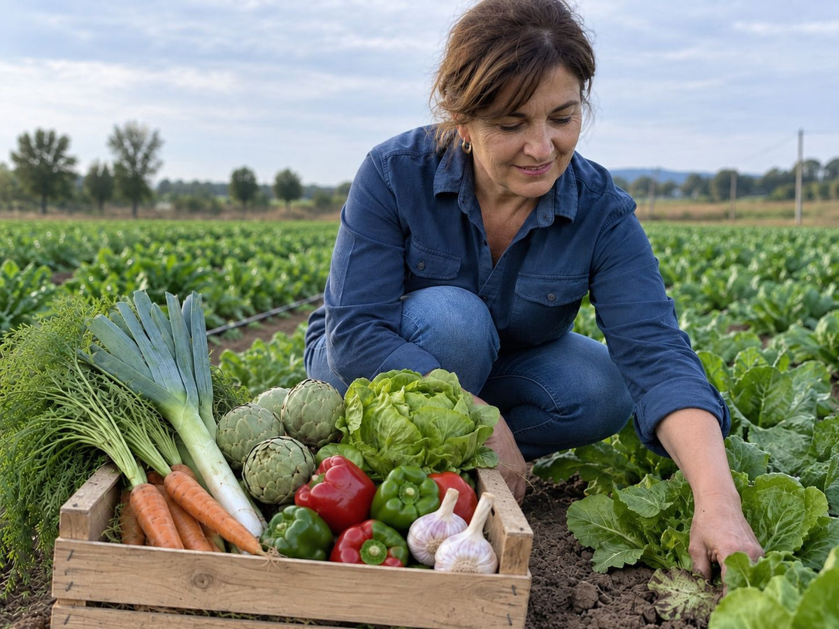 Caja verdura variada de huerta de temporada de Merce