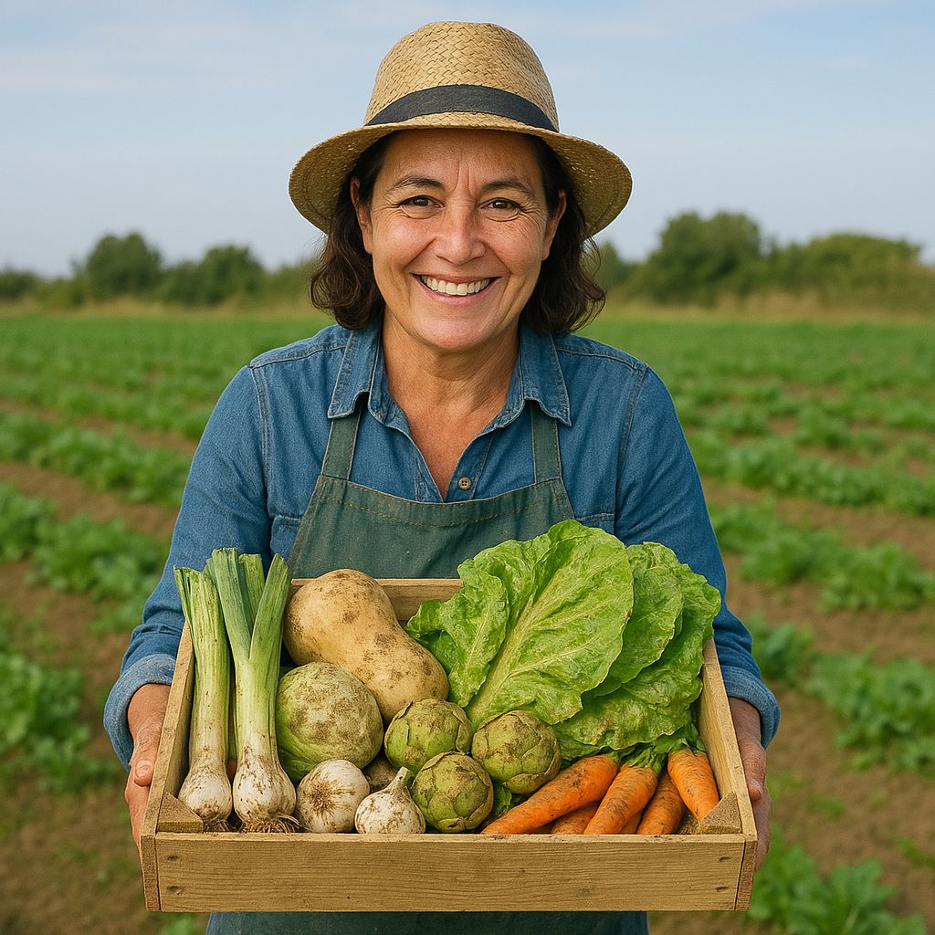 Caja verdura variada de huerta de temporada de Merce