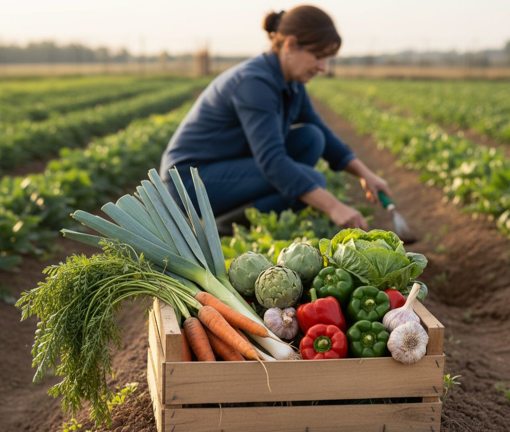 Caja verdura variada de huerta de temporada de Merce