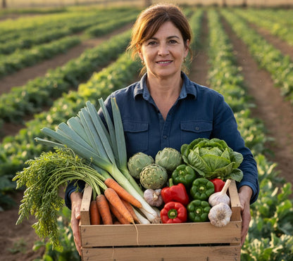 Caja verdura variada de huerta de temporada de Merce